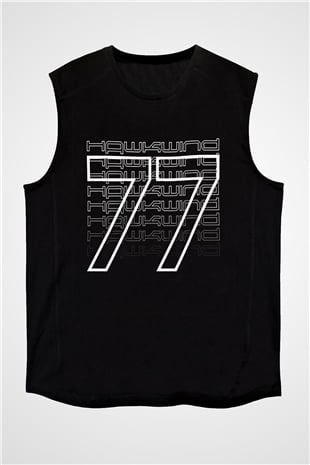 Hawkwind Baskılı Unisex Siyah Kolsuz Tişört