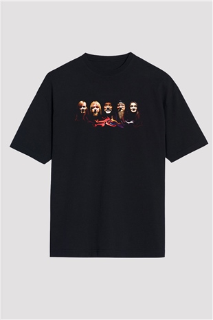 Hawkwind Baskılı Unisex Siyah Oversize Tişört
