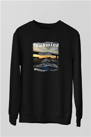 Hawkwind Baskılı Unisex Siyah Sweatshirt