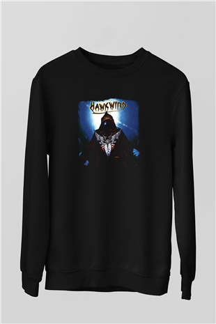 Hawkwind Baskılı Unisex Siyah Sweatshirt