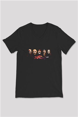 Hawkwind Baskılı Unisex Siyah V Yaka Tişört