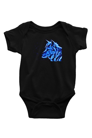 Hayalet Kurt BaskılıSiyah  Bebek Body - Zıbın