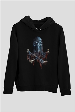 Hayalet Kurukafa Siyah  Unisex Hoodie