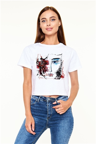 Hayat Beyaz Croptop Tişört