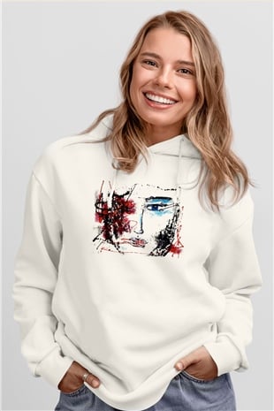 Hayat Beyaz Unisex Kapşonlu Sweatshirt