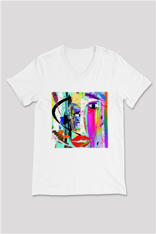 Hayat Beyaz Unisex V Yaka Tişört T-Shirt