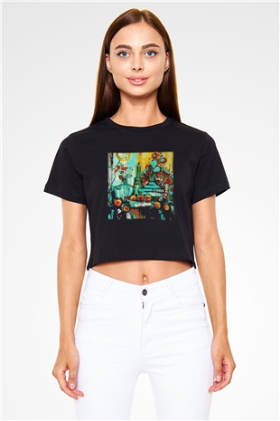 Hayat Siyah Crop Top Tişört