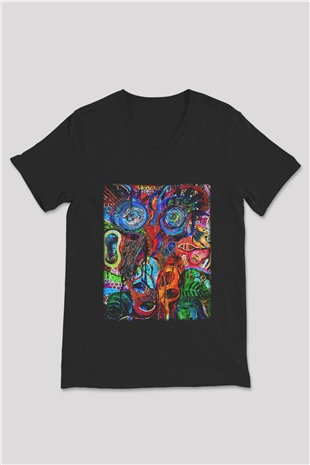 Hayat Siyah Unisex V Yaka Tişört T-Shirt