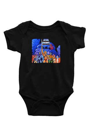 He-Man and the Masters of Universe Baskılı Siyah Bebek Body - Zıbın