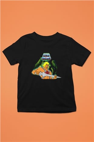 He-Man and the Masters of Universe Baskılı Siyah Unisex Çocuk Tişört