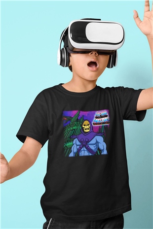 He-Man and the Masters of Universe Baskılı Siyah Unisex Çocuk Tişört