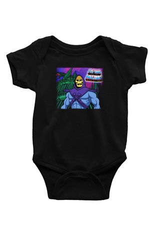 He-Man and the Masters of Universe Baskılı Siyah Bebek Body - Zıbın