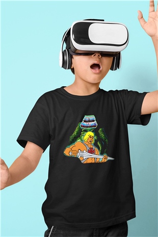 He-Man and the Masters of Universe Baskılı Siyah Unisex Çocuk Tişört