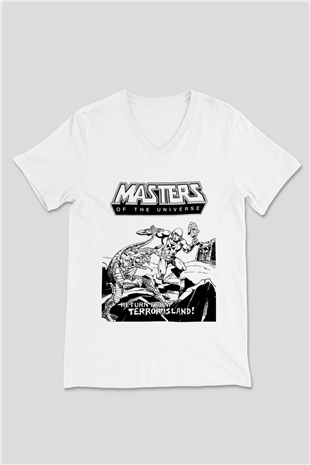 He-Man and the Masters of Universe Beyaz Unisex V Yaka Tişört