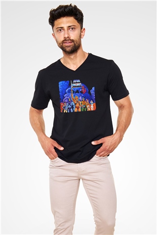 He-Man and the Masters of Universe Siyah Unisex V Yaka Tişört