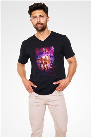 He-Man and the Masters of Universe Siyah Unisex  V Yaka Tişört