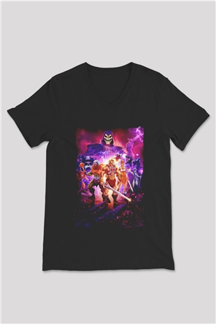 He-Man and the Masters of Universe Siyah Unisex  V Yaka Tişört