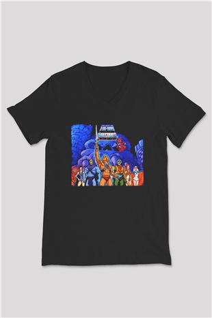 He-Man and the Masters of Universe Siyah Unisex V Yaka Tişört