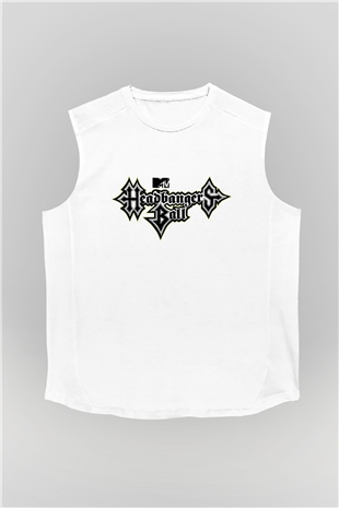 Headbangers Ball Beyaz Unisex Kolsuz Tişört