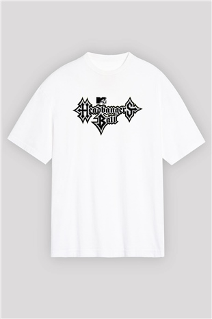 Headbangers Ball Beyaz Unisex Oversize Tişört T-Shirt