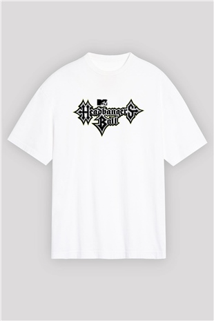 Headbangers Ball Beyaz Oversize Tişört Oversize T-shirt