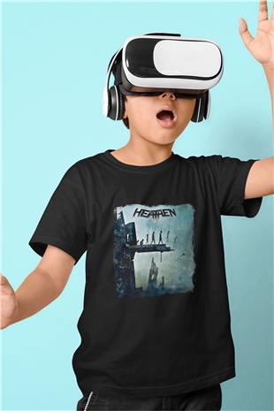 Heathen Baskılı Unisex Siyah Çocuk Tişört