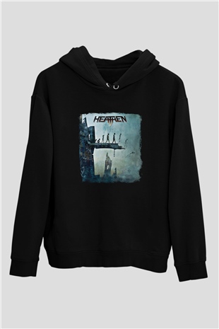 Heathen Baskılı Unisex Siyah Hoodie