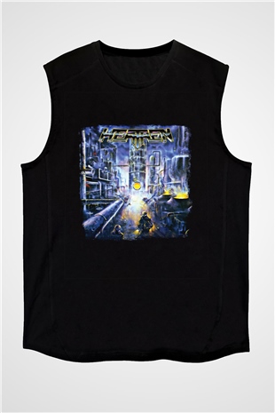 Heathen Baskılı Unisex Siyah Kolsuz Tişört