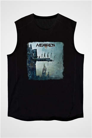 Heathen Baskılı Unisex Siyah Kolsuz Tişört