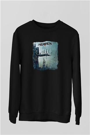 Heathen Baskılı Unisex Siyah Sweatshirt