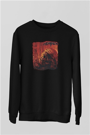 Heathen Baskılı Unisex Siyah Sweatshirt