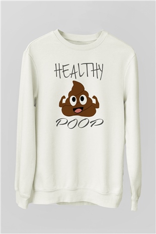 Heathy Baskılı Unisex Beyaz  Sweatshirt