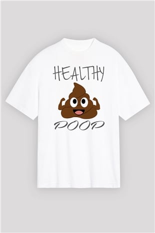 Heathy Baskılı Oversize Beyaz Tişört