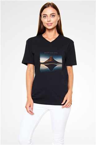 Heaven Shall Burn Baskılı Unisex Siyah V Yaka Tişört