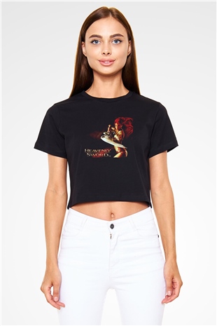 Heavenly Sword Siyah  Crop Top Tişört