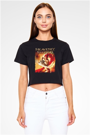 Heavenly Sword Siyah  Crop Top Tişört