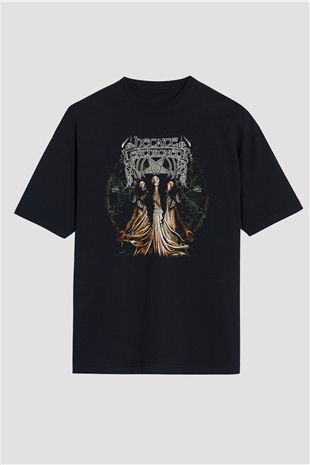 Hecate Enthroned Baskılı Unisex Siyah Oversize Tişört - Tshirt
