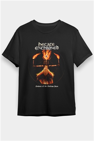 Hecate Enthroned Baskılı Unisex Siyah Tişört - Tshirt
