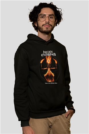 Hecate Enthroned Baskılı Unisex Siyah Kapüşonlu Sweatshirt