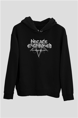 Hecate Enthroned Baskılı Unisex Siyah Kapüşonlu Sweatshirt