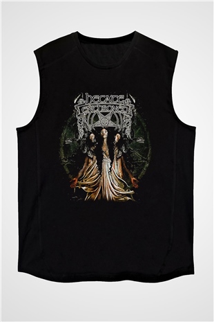 Hecate Enthroned Baskılı Unisex Siyah Kolsuz Tişört - Tshirt