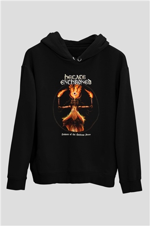 Hecate Enthroned Baskılı Unisex Siyah Kapüşonlu Sweatshirt