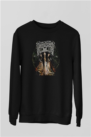 Hecate Enthroned Baskılı Unisex Siyah Sweatshirt