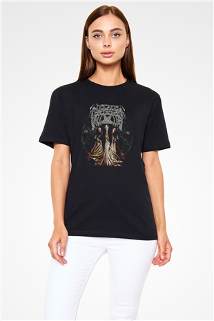 Hecate Enthroned Baskılı Unisex Siyah Tişört - Tshirt