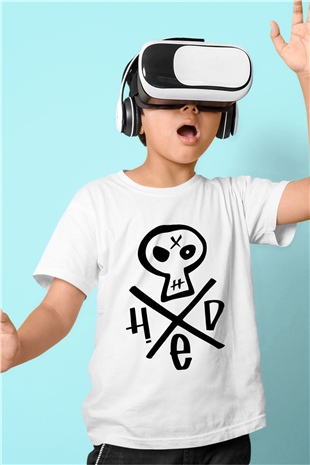 Hed PE Baskılı Beyaz Unisex Çocuk Tişört