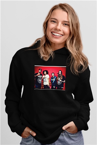 Hed PE Baskılı Unisex Siyah Hoodie