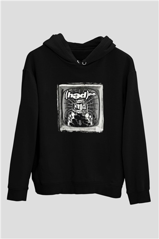 Hed PE Baskılı Unisex Siyah Hoodie