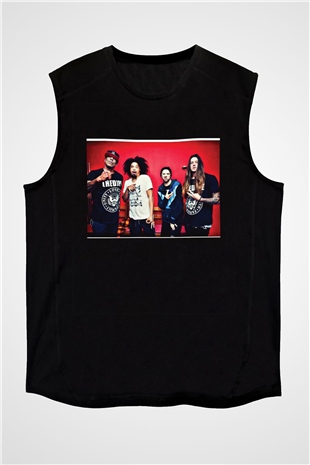 Hed PE Baskılı Unisex Siyah Kolsuz Tişört
