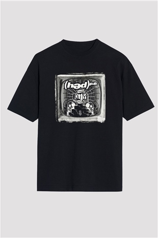Hed PE Baskılı Unisex Siyah Oversize Tişört