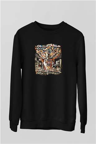 Hed PE Baskılı Unisex Siyah Sweatshirt